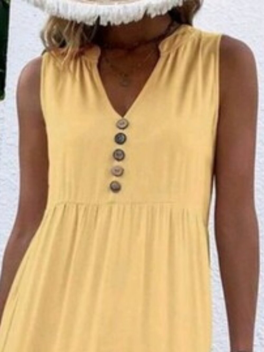 New Flowy Tiered Ruffle Midi Dress Relaxed Sleeveless Yellow